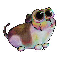 a drawing of a guinea pig with big eyes and the number 23 on the bottom