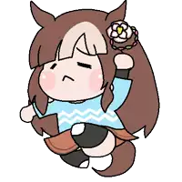 a cartoon of a girl with a flower in her hair .