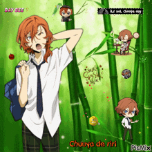 a picture of a boy with the name chuuya de riri on the bottom right