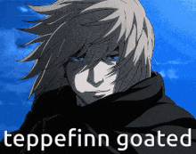 a picture of a person with the words teppefinn goated written on it