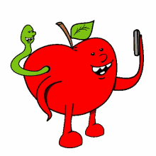 selfie smile worm apple red apple