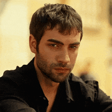 a man with a beard wearing a black shirt