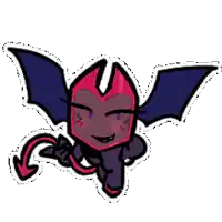 a sticker of a demon with wings and a tail