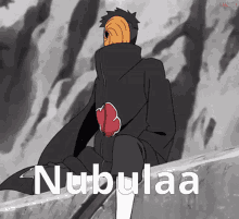 a cartoon character with the word nubulaa on the bottom of his face