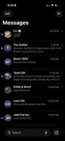 a screenshot of the messages app on a cell phone