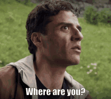 a man is asking where are you in a field