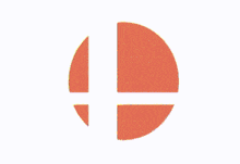 a pixelated image of a red circle with a white stripe in the middle