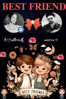 a poster that says best friend with a boy and a girl on it