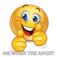 a smiley face giving a thumbs up with the words me when the angst written below it