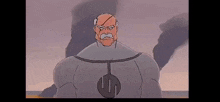 a cartoon of a man with a mustache wearing a superhero costume with a dollar sign on his chest .