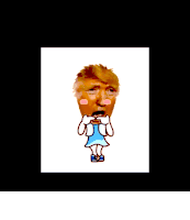 a cartoon of donald trump wearing a blue dress and gloves
