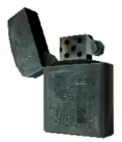 a lighter with the letter t on it is open