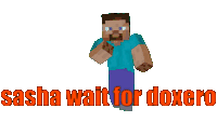 a picture of a minecraft character with the words sasha wait for doxero