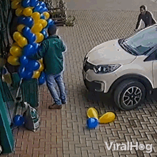 Bumping Into A Balloons Viralhog GIF - Bumping Into A Balloons Viralhog Bike Accident GIFs