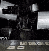 a black and white photo of a cartoon character playing a game called show