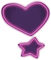 a neon purple heart and a neon purple star