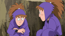a cartoon character with a surprised look on his face is talking to another character