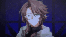 a cartoon character with long hair and glasses