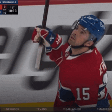 a hockey player with the number 15 on their jersey