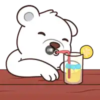 a cartoon of a polar bear drinking a drink with a straw