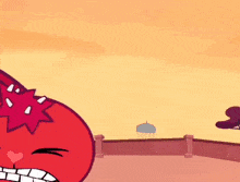 a close up of a cartoon character with a heart on his nose .