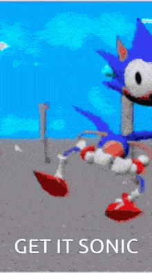 a picture of a cartoon character with the words get it sonic