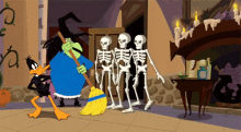 Halloween Is Over, Get Out! GIF - Skeletons Witch Looney Tunes GIFs