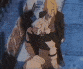 a woman is being attacked by a large wolf