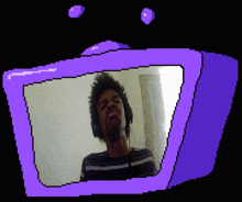 a pixelated image of a man wearing headphones