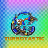 a pixel art of a cartoon character with the words turbotastic