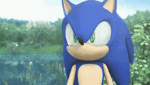a close up of sonic the hedgehog 's face