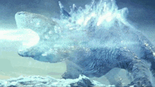 a monster with a blue light coming from its mouth