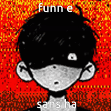 a black and white drawing of a person with the words funn e sans ha written on it