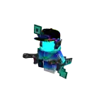 a roblox character with a hat and a mask is holding a gun .
