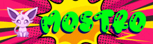 the word mostro is written in green on a yellow background