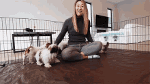 Surrounded By Puppies Elizabeth Chang GIF - Surrounded By Puppies Elizabeth Chang Lizzy Capri GIFs