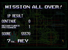 a video game screen says mission all over and has a score of 7th