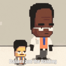 a pixel art of a man standing next to a smaller man with the words danner and the danling on the bottom