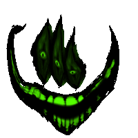 a drawing of a monster 's mouth with green teeth