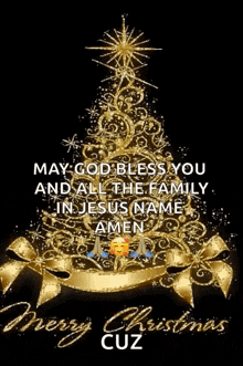 Merry Christmas Gold Tree GIF