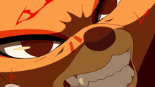 a close up of a cartoon character 's face with a red x on the forehead