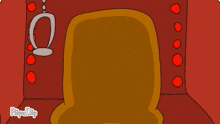 a cartoon character wearing sunglasses and a crown is sitting in a chair