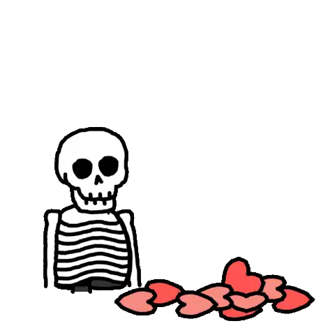 Hearts Skeleton Sticker - Hearts Skeleton Love Stickers