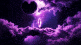a person is standing on a cloud in the night sky