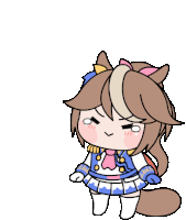 a cartoon of a girl dressed as a horse with a bow in her hair .