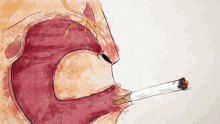 a drawing of a man smoking a cigarette