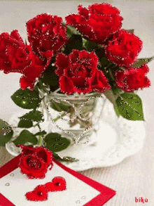 flowers rose sparkle vase