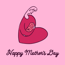 a drawing of a woman holding a baby and the words happy mother 's day