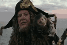 Captain Barbossa Monkey GIF - Captain Barbossa Monkey Pirates Of The Caribbean GIFs