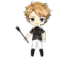 a cartoon of a boy holding a wand with a heart on it